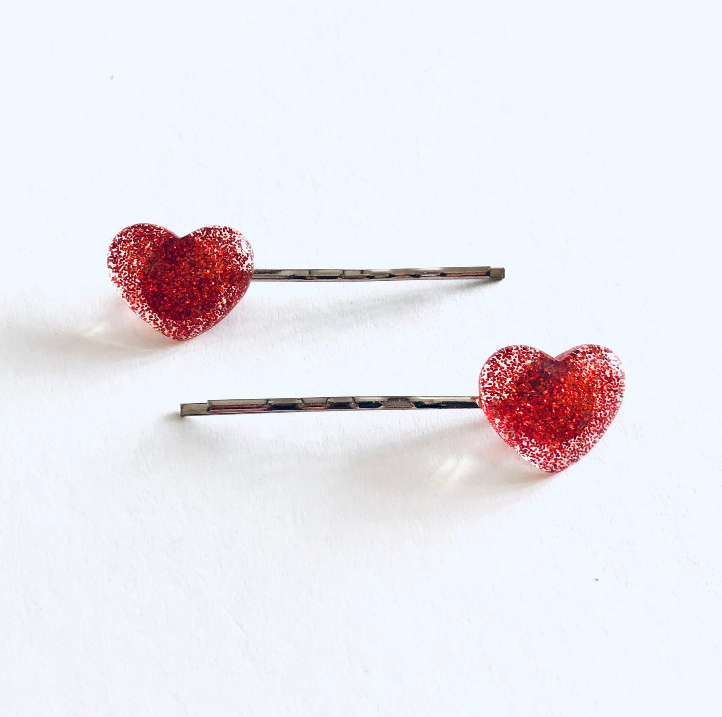 Red Hearts Bobby Pins, Glitter Sparkle Love Hearts Hair Clips, Valentines Girlfriend Lovecore Aesthetic