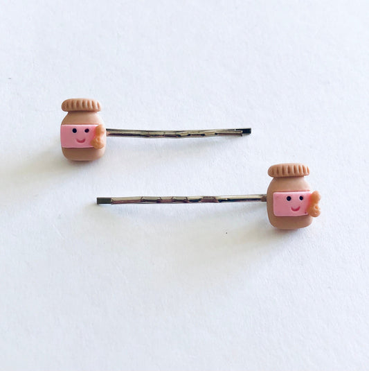 Peanut Butter Hair Clips Bobby Pins, Peanut Jar Jam Jelly Hair Accessories, Kawaii Cute Little Girls & Women