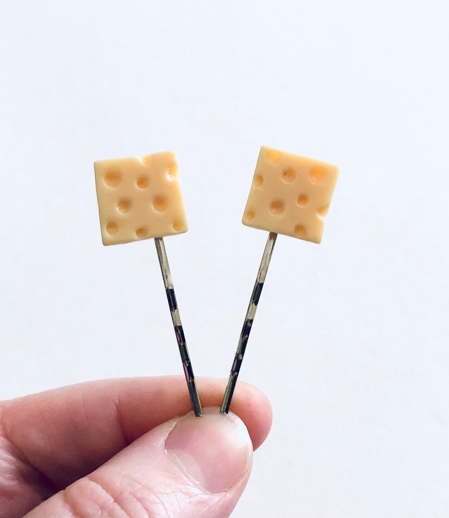 Square Cheese Hair Clips, Cheese Bobby Pins, Cheese Hair Accessories, Cheese Lover Gift, Mini Food Cute Hair Clips