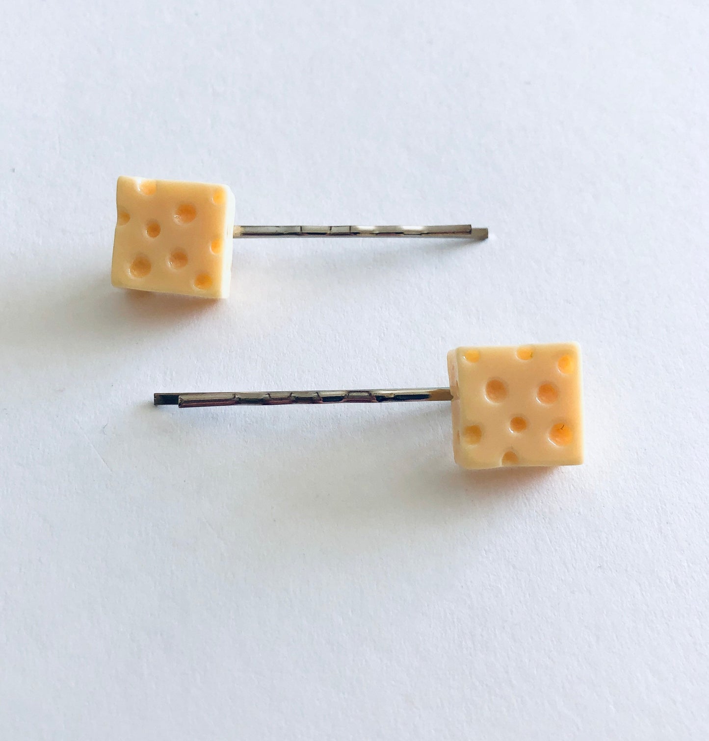 Square Cheese Hair Clips, Cheese Bobby Pins, Cheese Hair Accessories, Cheese Lover Gift, Mini Food Cute Hair Clips