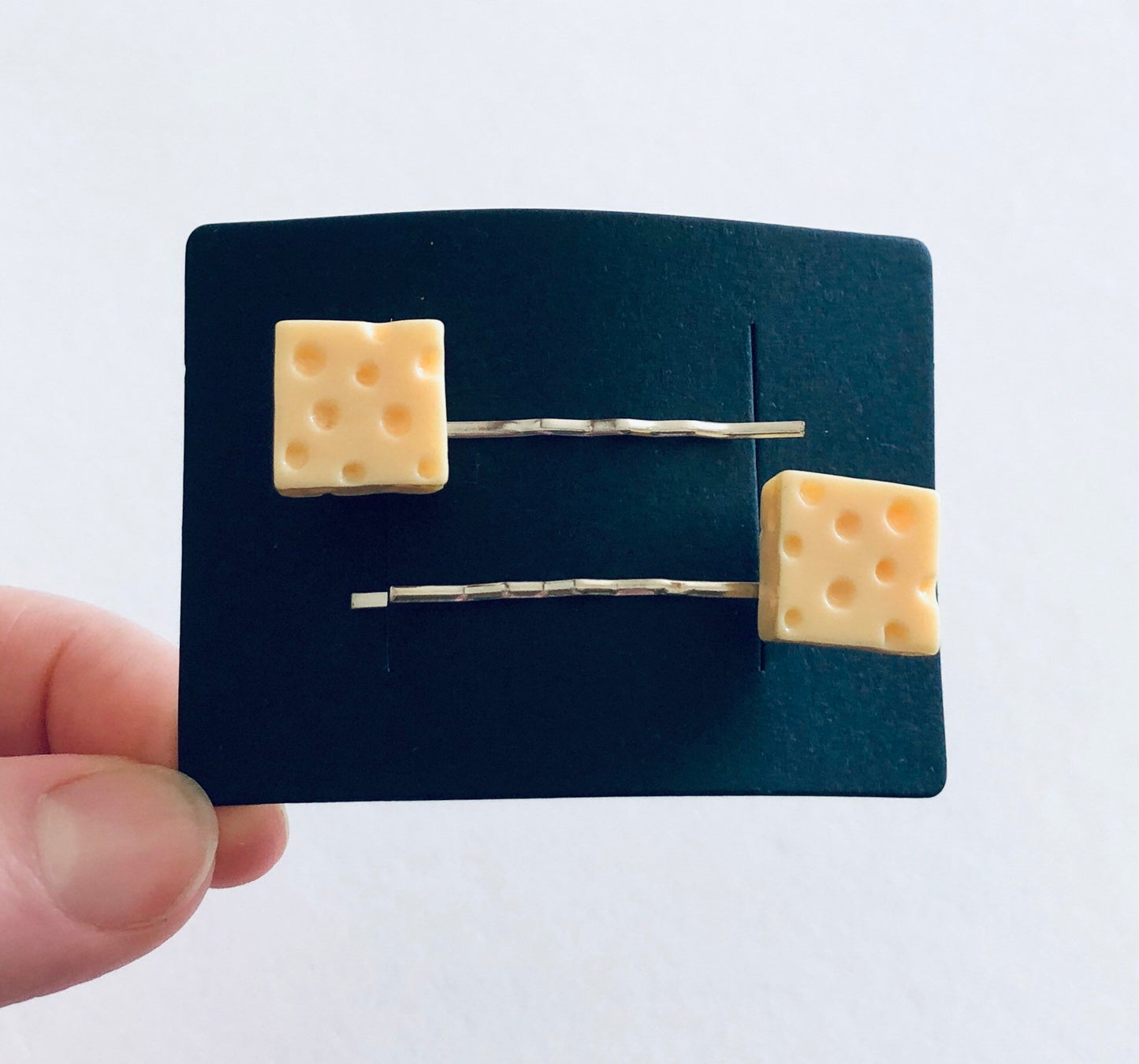 Square Cheese Hair Clips, Cheese Bobby Pins, Cheese Hair Accessories, Cheese Lover Gift, Mini Food Cute Hair Clips