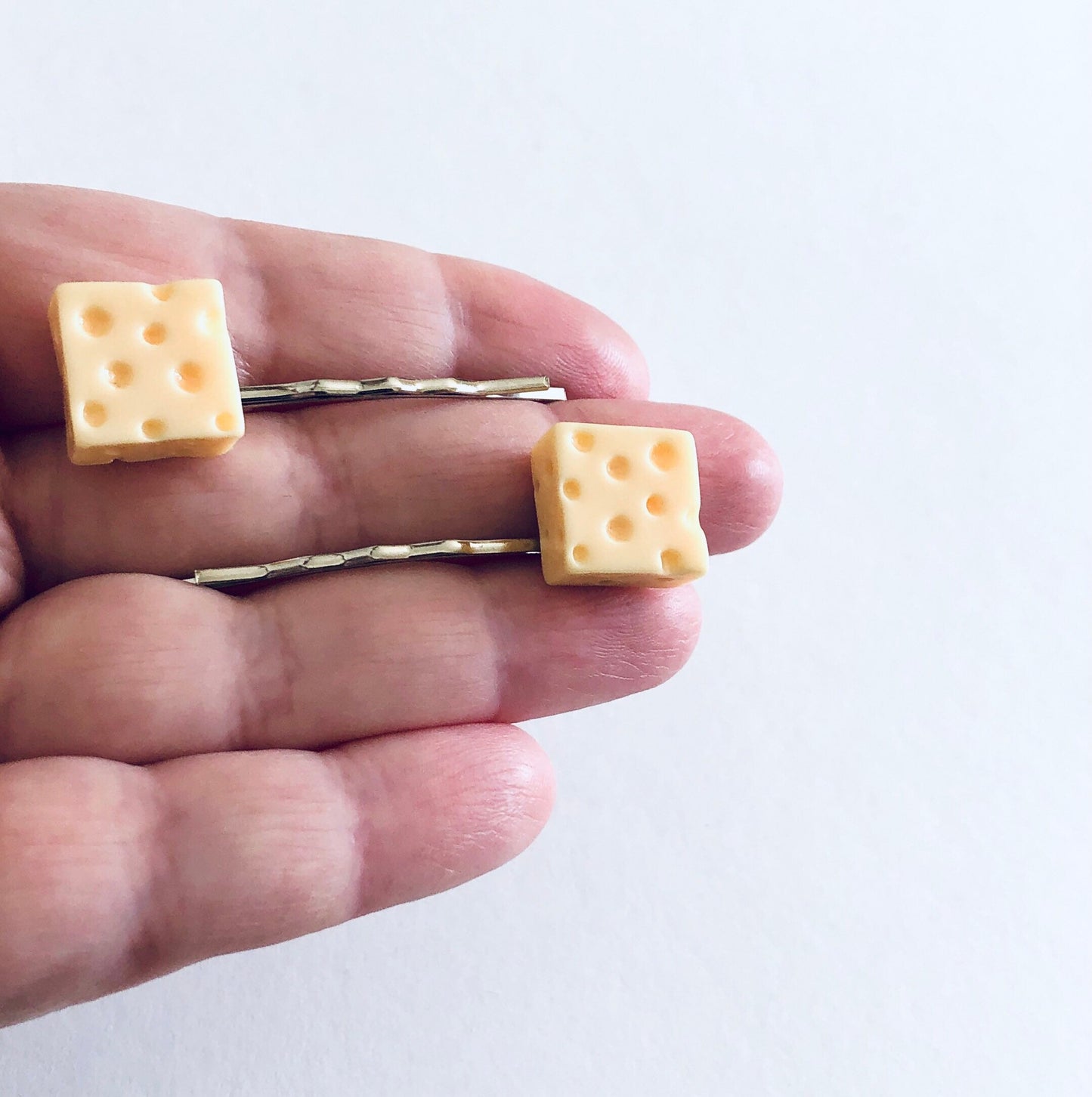 Square Cheese Hair Clips, Cheese Bobby Pins, Cheese Hair Accessories, Cheese Lover Gift, Mini Food Cute Hair Clips