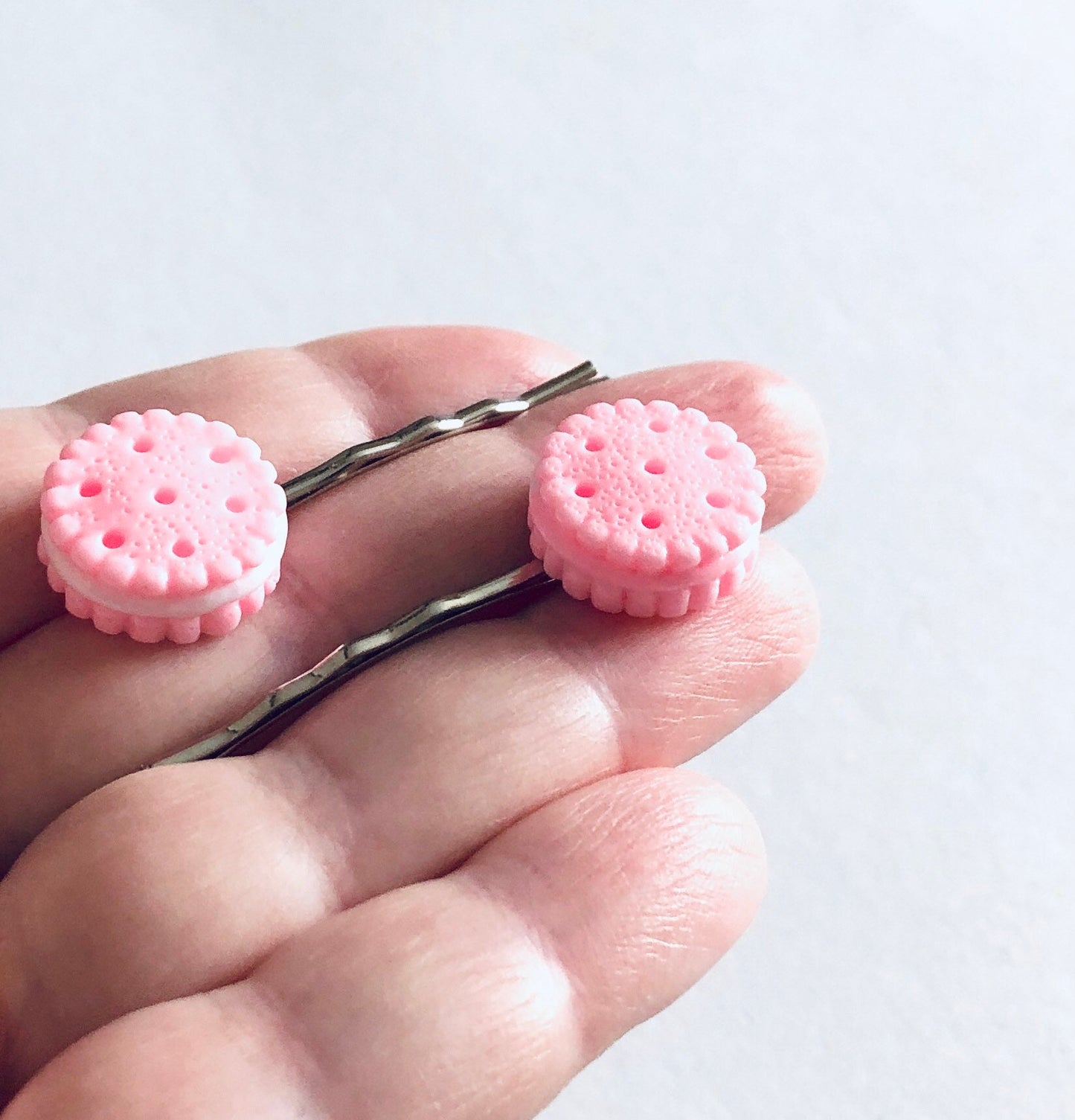 Pink Macaroons Hair Clips, Macaroons Bobby Pins, Cookie Hair Accessories, Sweets Mini Food, Cute Hair Clips