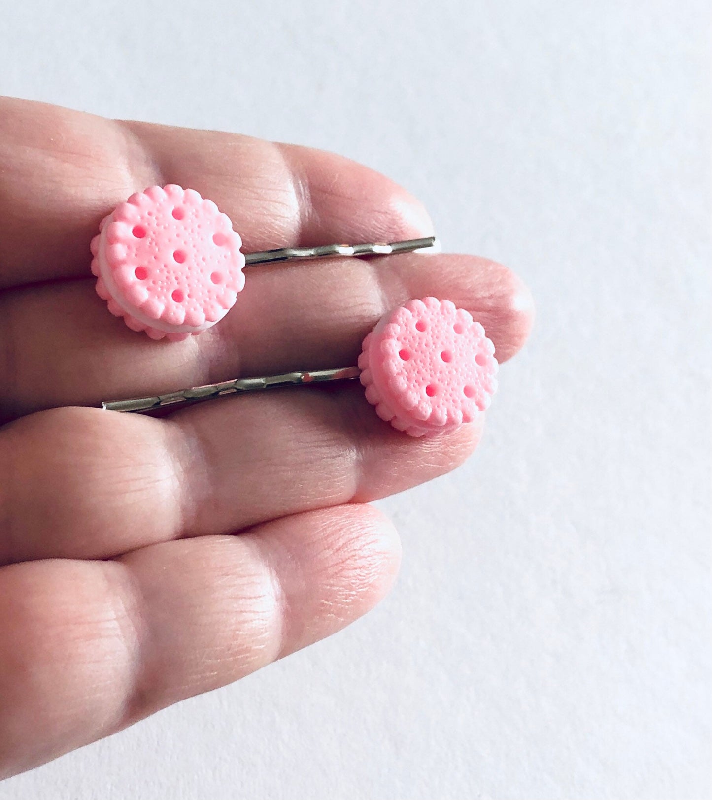 Pink Macaroons Hair Clips, Macaroons Bobby Pins, Cookie Hair Accessories, Sweets Mini Food, Cute Hair Clips