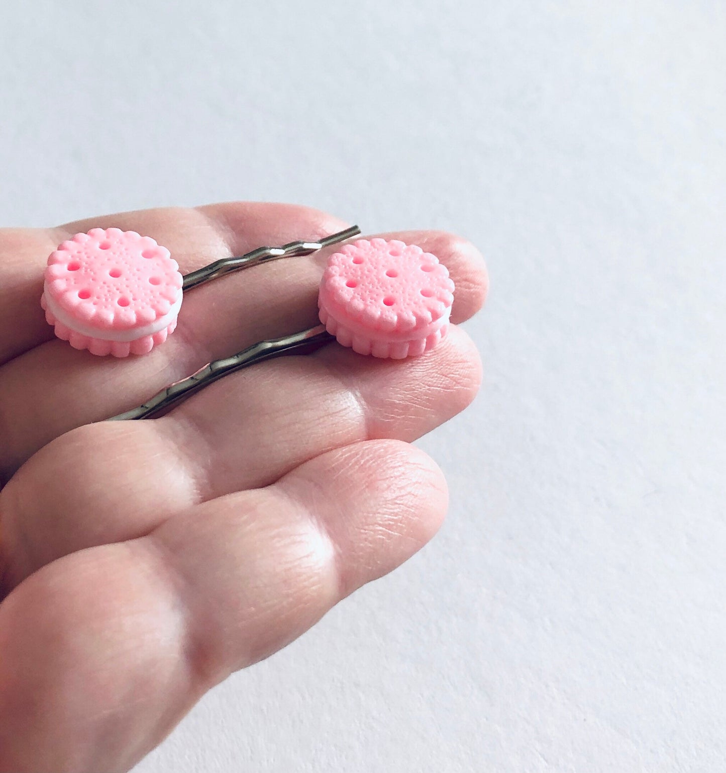 Pink Macaroons Hair Clips, Macaroons Bobby Pins, Cookie Hair Accessories, Sweets Mini Food, Cute Hair Clips