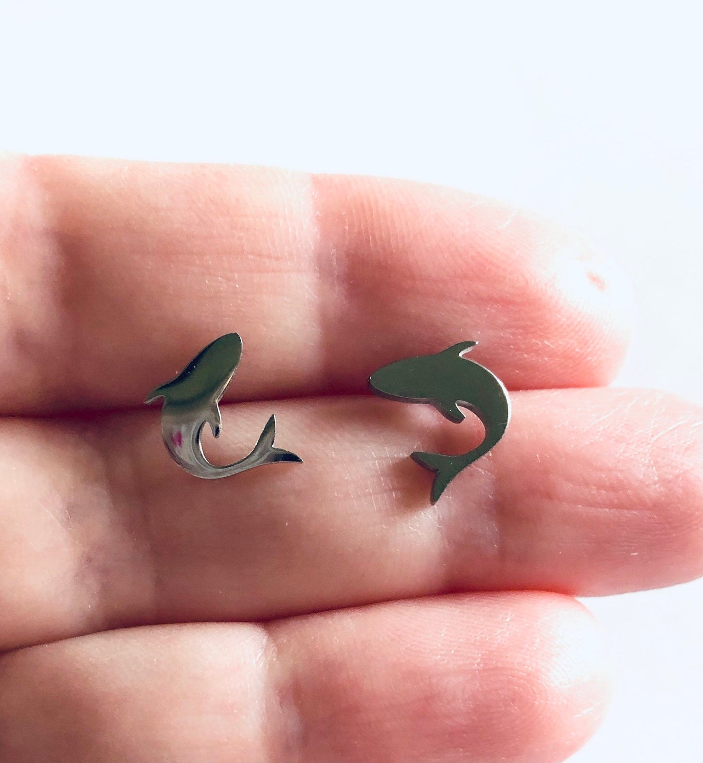 Shark Stud Earrings, Silver Shark Earrings, Sharks Studs, Post Earrings, Ocean Sean, Stainless Steel