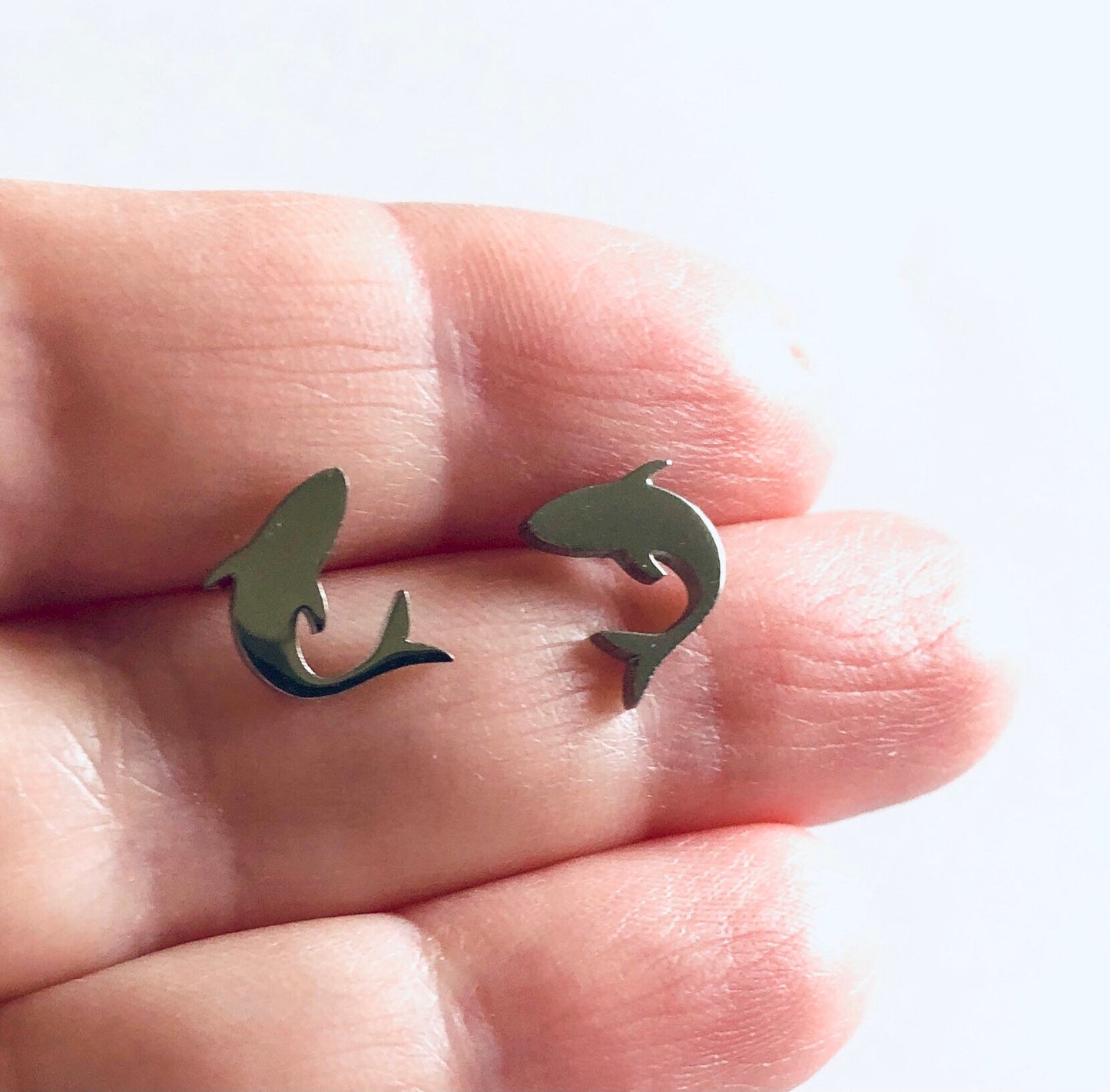 Shark Stud Earrings, Silver Shark Earrings, Sharks Studs, Post Earrings, Ocean Sean, Stainless Steel