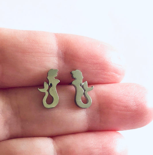 Mermaid Earrings, Mermaid Stud Earrings, Post Studs, Ocean Mythical Creatures Fantasy Fairytale