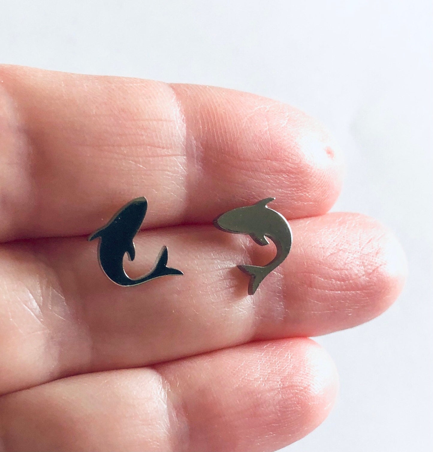 Shark Stud Earrings, Silver Shark Earrings, Sharks Studs, Post Earrings, Ocean Sean, Stainless Steel