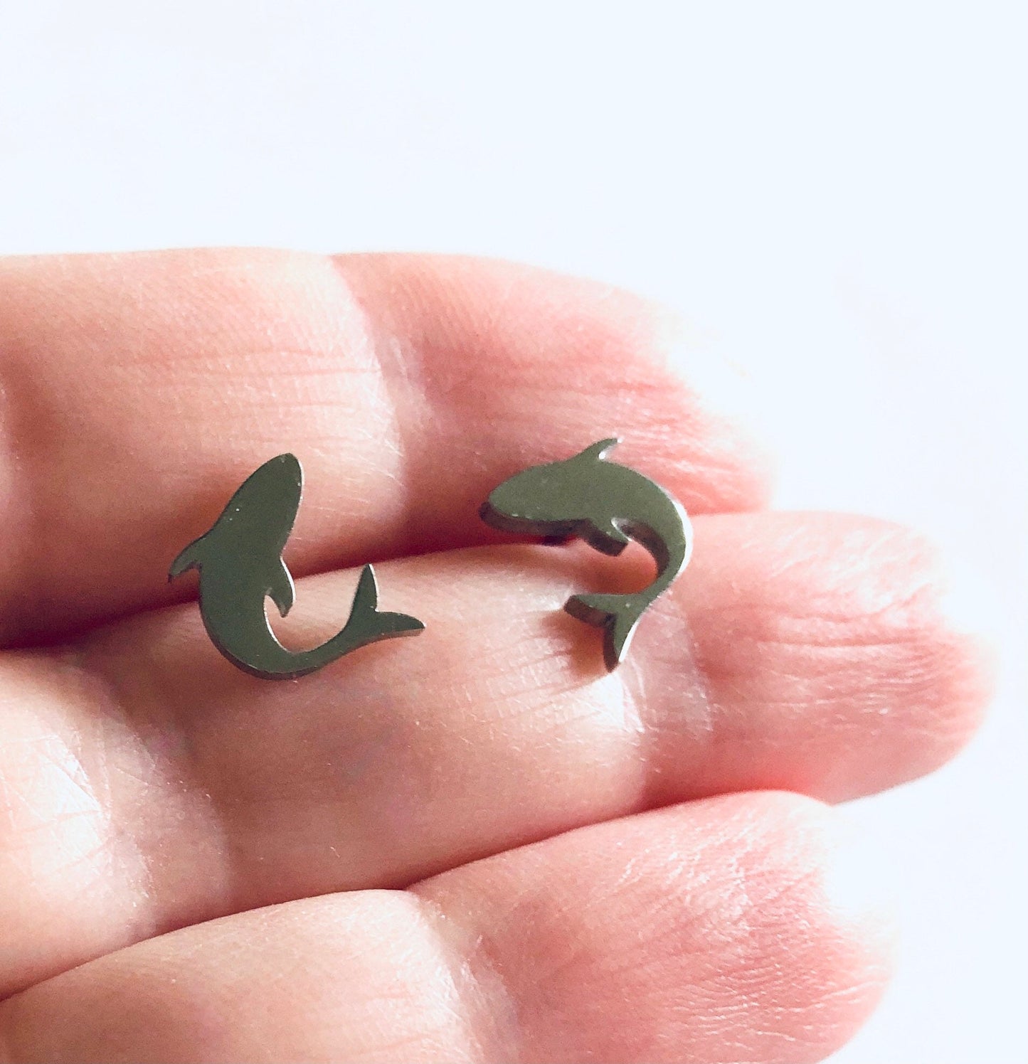 Shark Stud Earrings, Silver Shark Earrings, Sharks Studs, Post Earrings, Ocean Sean, Stainless Steel