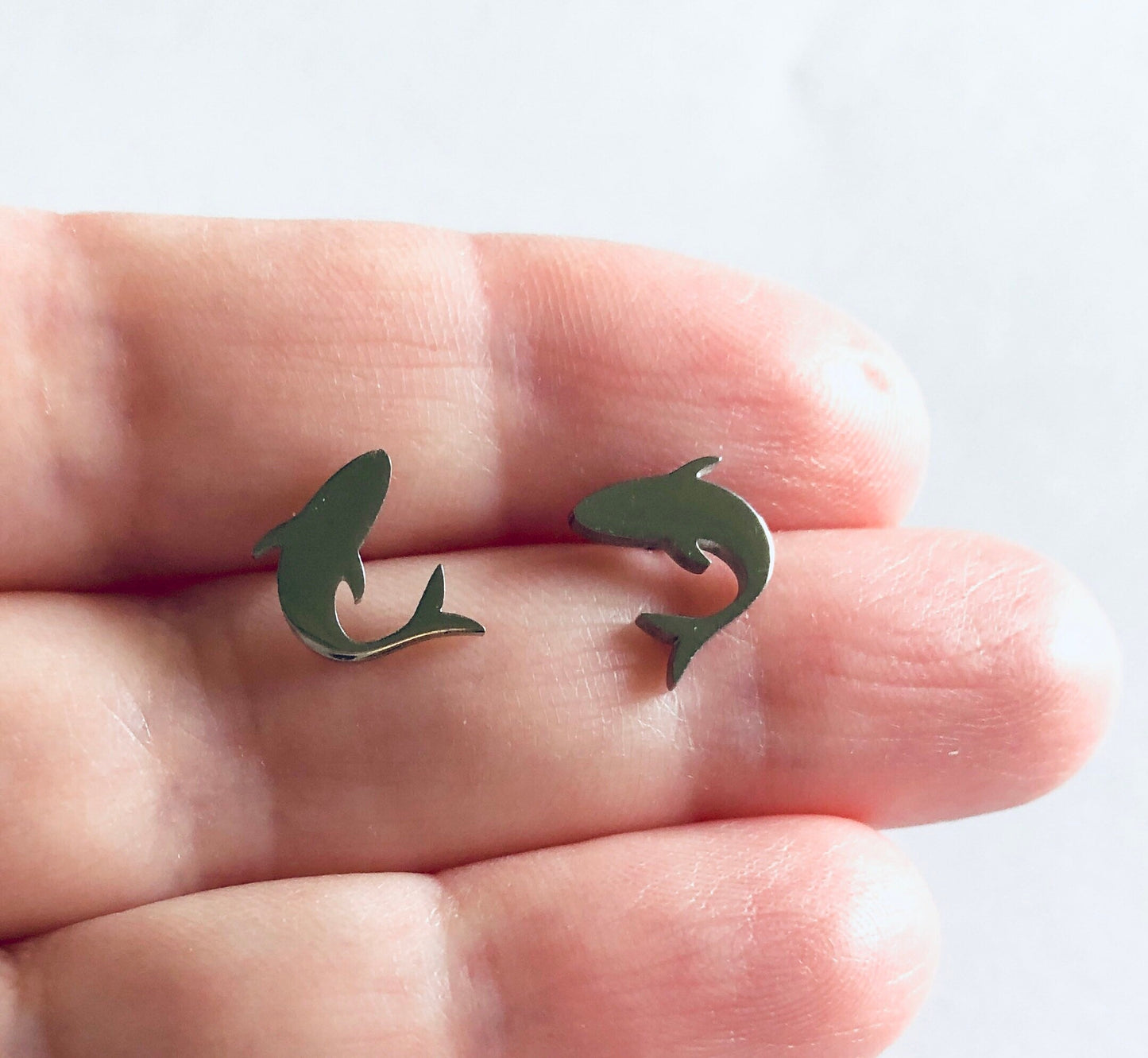 Shark Stud Earrings, Silver Shark Earrings, Sharks Studs, Post Earrings, Ocean Sean, Stainless Steel