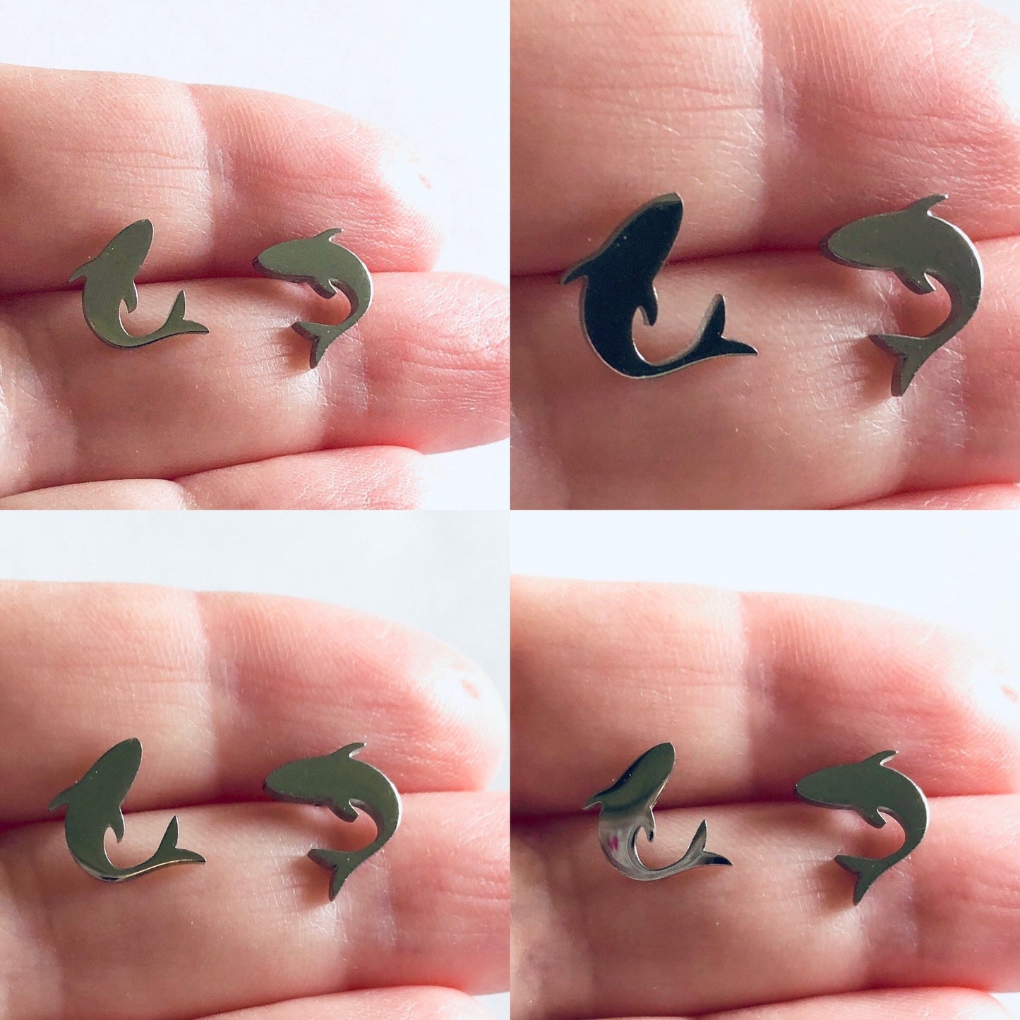 Shark Stud Earrings, Silver Shark Earrings, Sharks Studs, Post Earrings, Ocean Sean, Stainless Steel