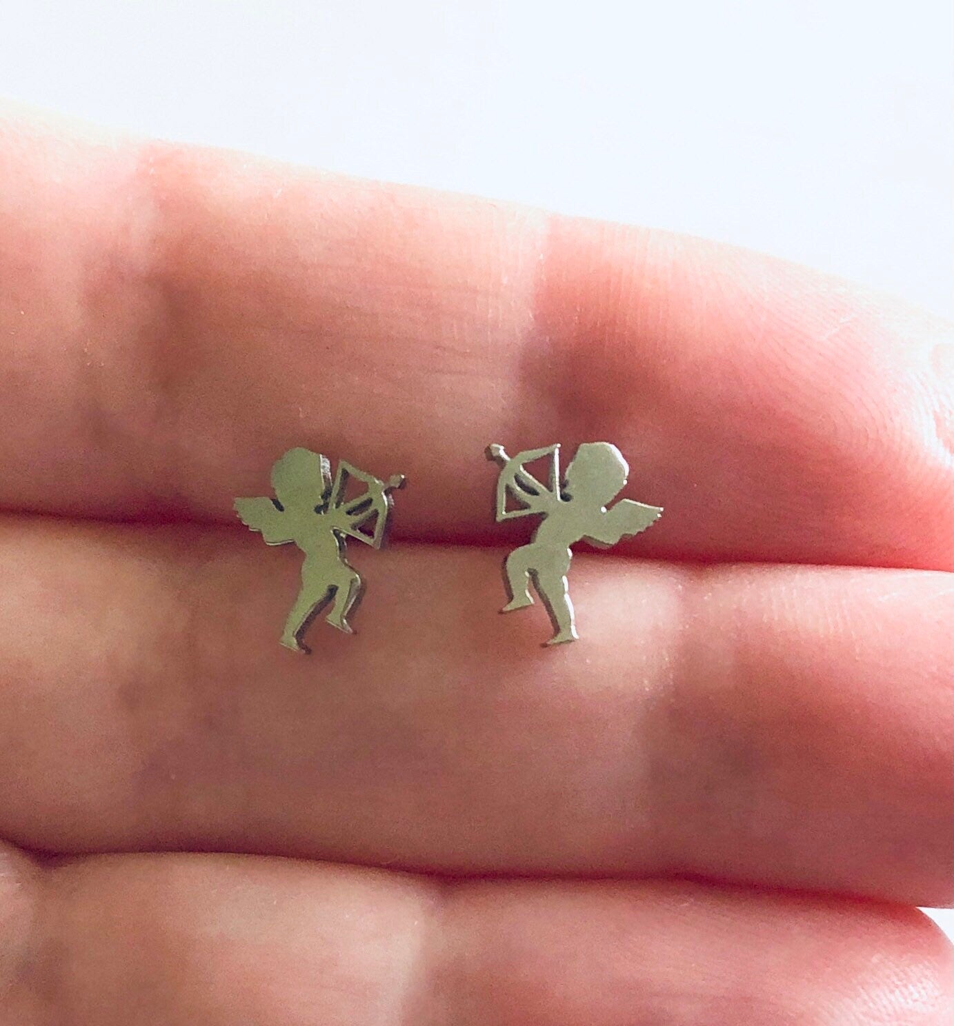 Cupid Earrings, Cupid Stud Earrings, Lovecore Baby Angel Cherub Earrings, Post Earrings