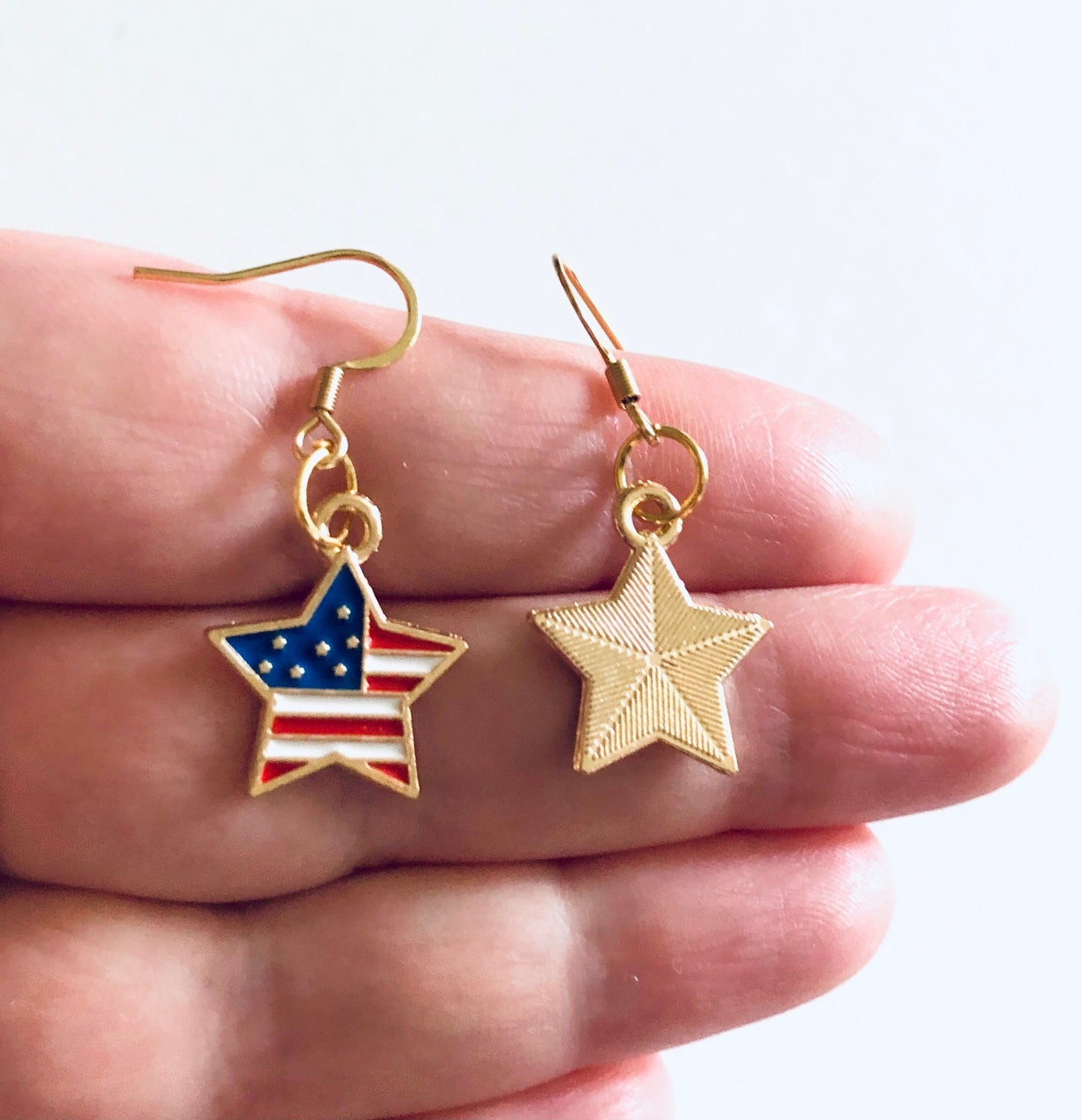 Stars & Stripes American Flag Earrings, 4th of July Earrings, Star Earrings, Patriotic Red White and Blue USA Flag Earrings