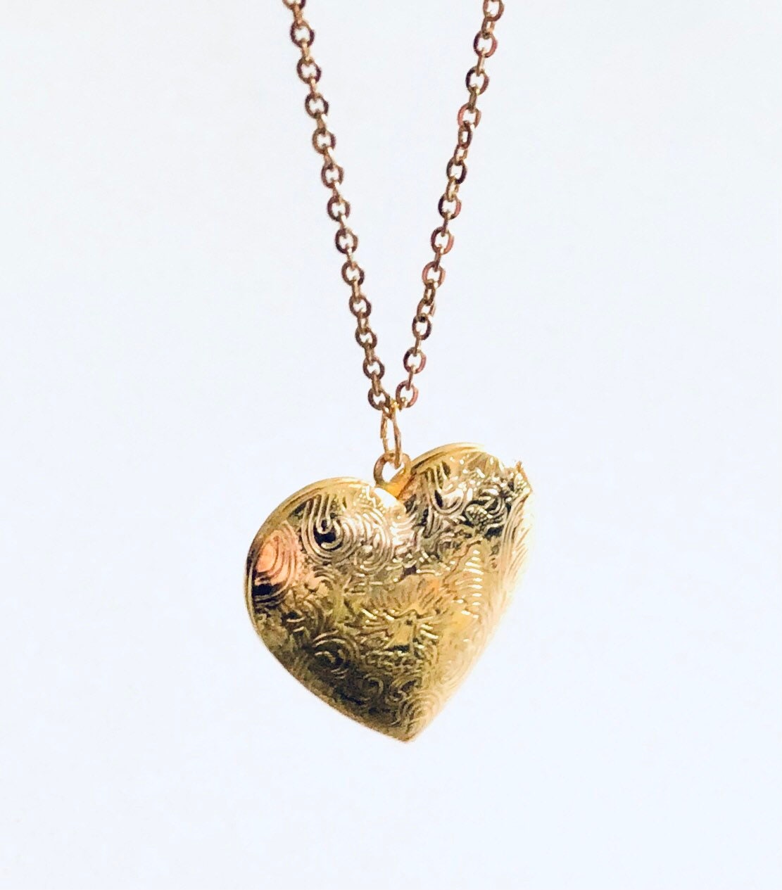 Gold Heart Locket Necklace on Gold Plated Chain, Real Locket, Gift For Her, Girlfriend Mom Birthday Gift