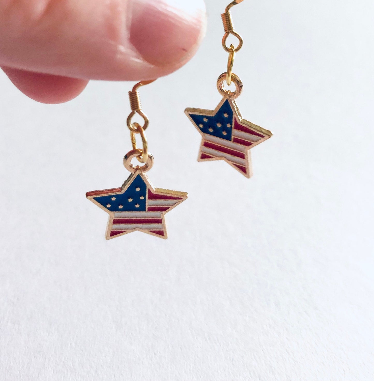 Stars & Stripes American Flag Earrings, 4th of July Earrings, Star Earrings, Patriotic Red White and Blue USA Flag Earrings