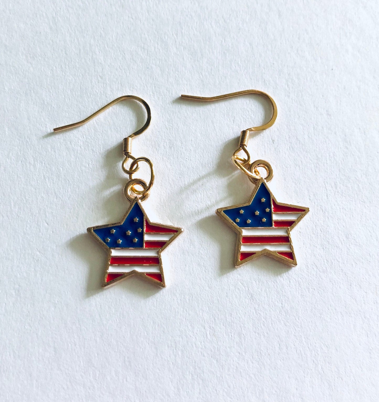 Stars & Stripes American Flag Earrings, 4th of July Earrings, Star Earrings, Patriotic Red White and Blue USA Flag Earrings