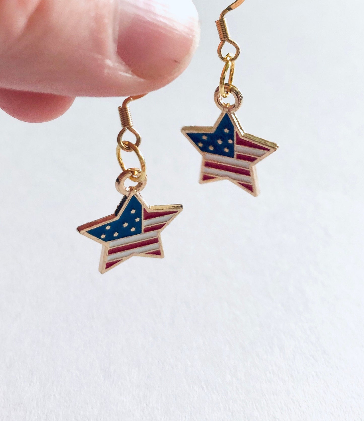 Stars & Stripes American Flag Earrings, 4th of July Earrings, Star Earrings, Patriotic Red White and Blue USA Flag Earrings