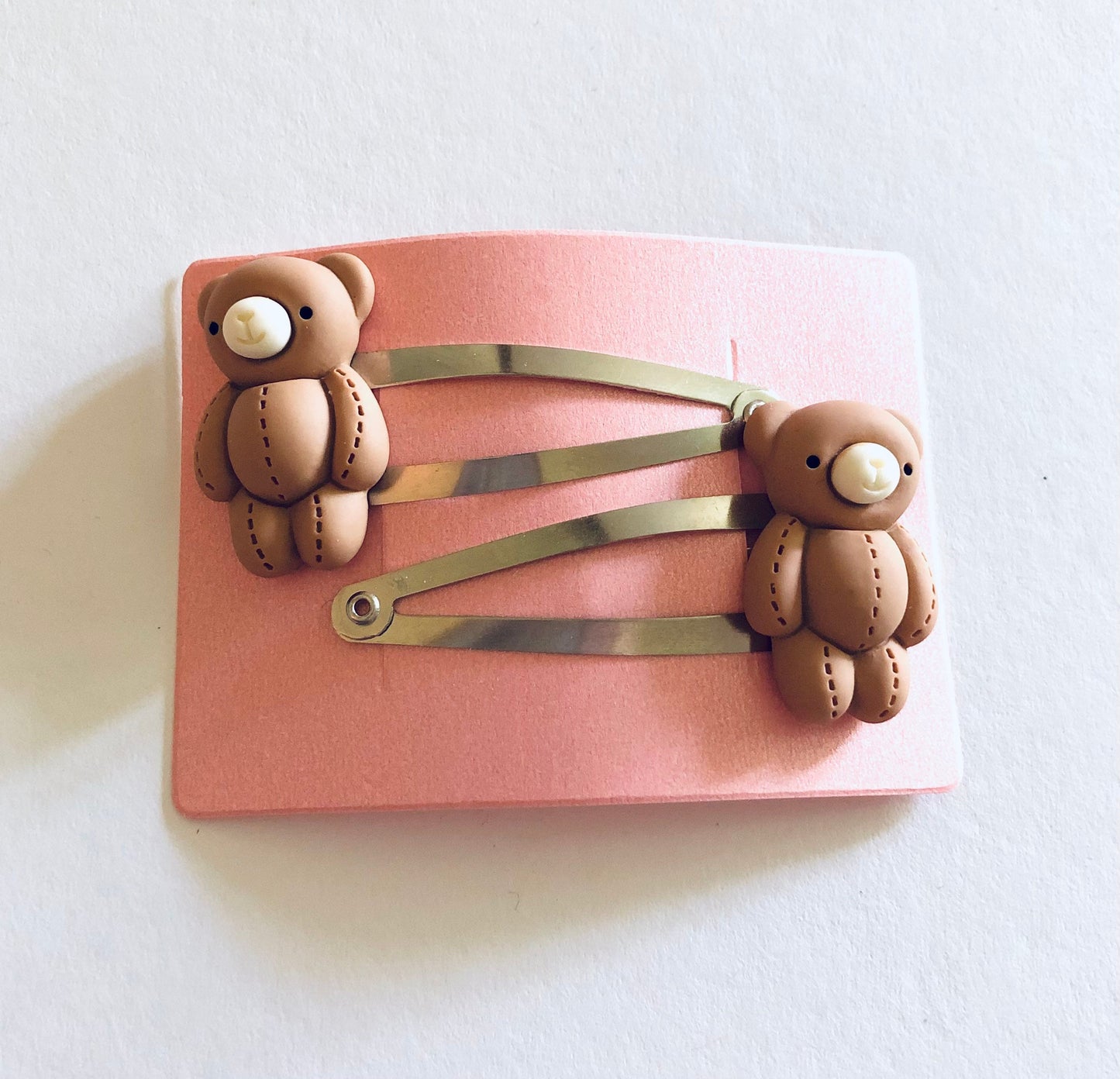 Teddy Bear Hair Clips Set of 2, Brown Bear Hair Clips, Teddy Bear Snap Clips, Kawaii Hair Clips, Lolita Hair Clips, Cute Hair Clips