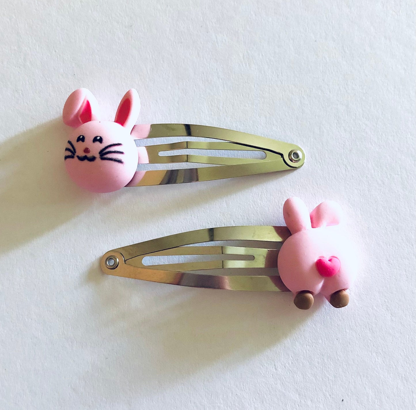 Pink Bunny Rabbit Hair Clips, Spring Bunny Hair Clips, Rabbit Snap Clips, Little Face & Cute Butts, Adorable Forest Animals Woodlands