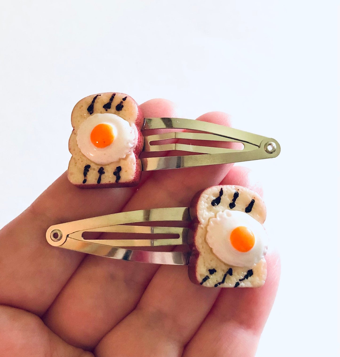 Egg Toast Hair Clips, Breakfast Eggs Hair Clips, Eggy Toast Snap Clips, Miniature Food Hair Accessories, Cute Mini Food