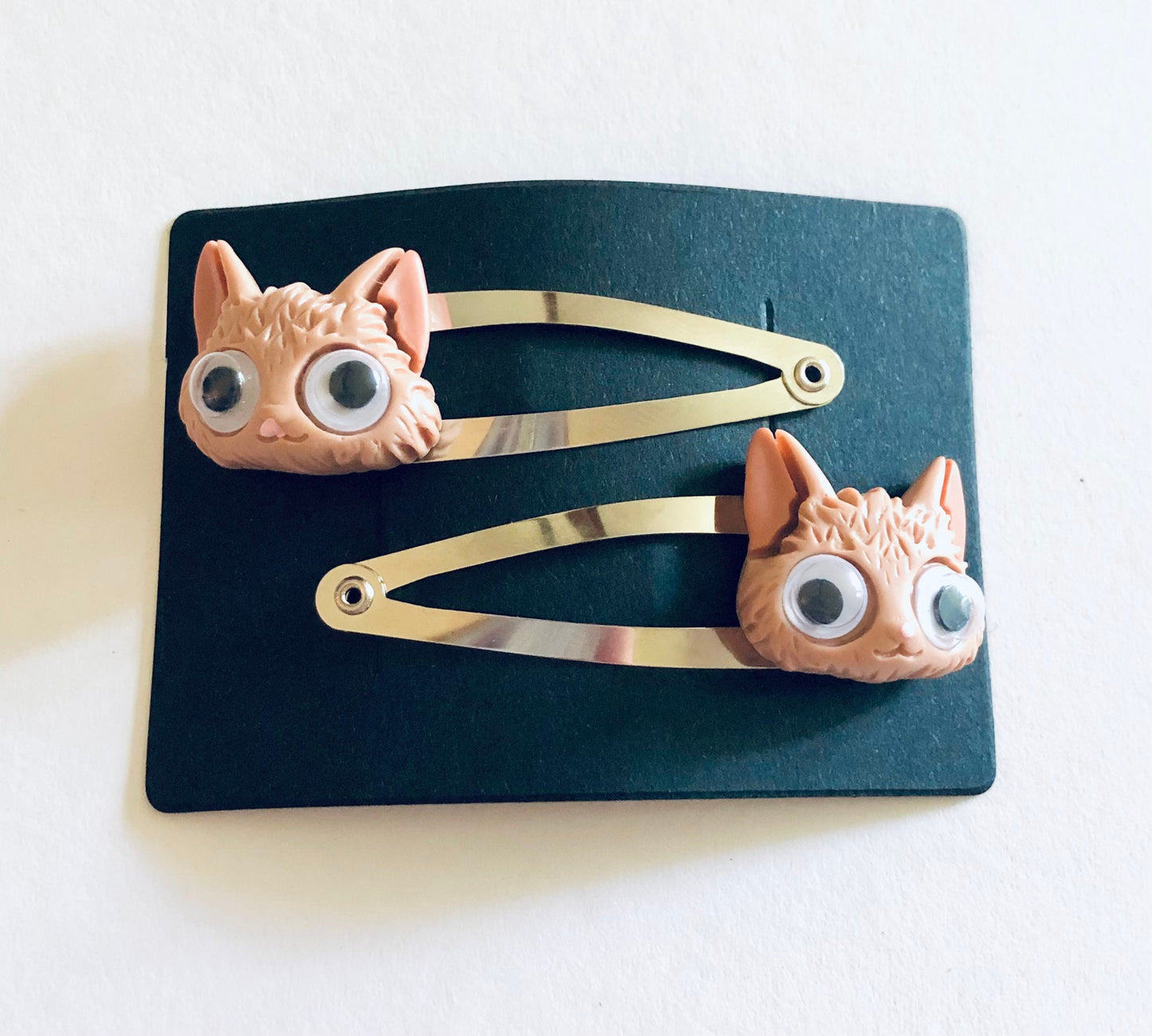 Google Eyes Cat Hair Clips, Fluffy Brown Cat Hair Clips, Cat Snap Clips, Cat Barrettes, Cat Hair Pins, Cat Mom Gift