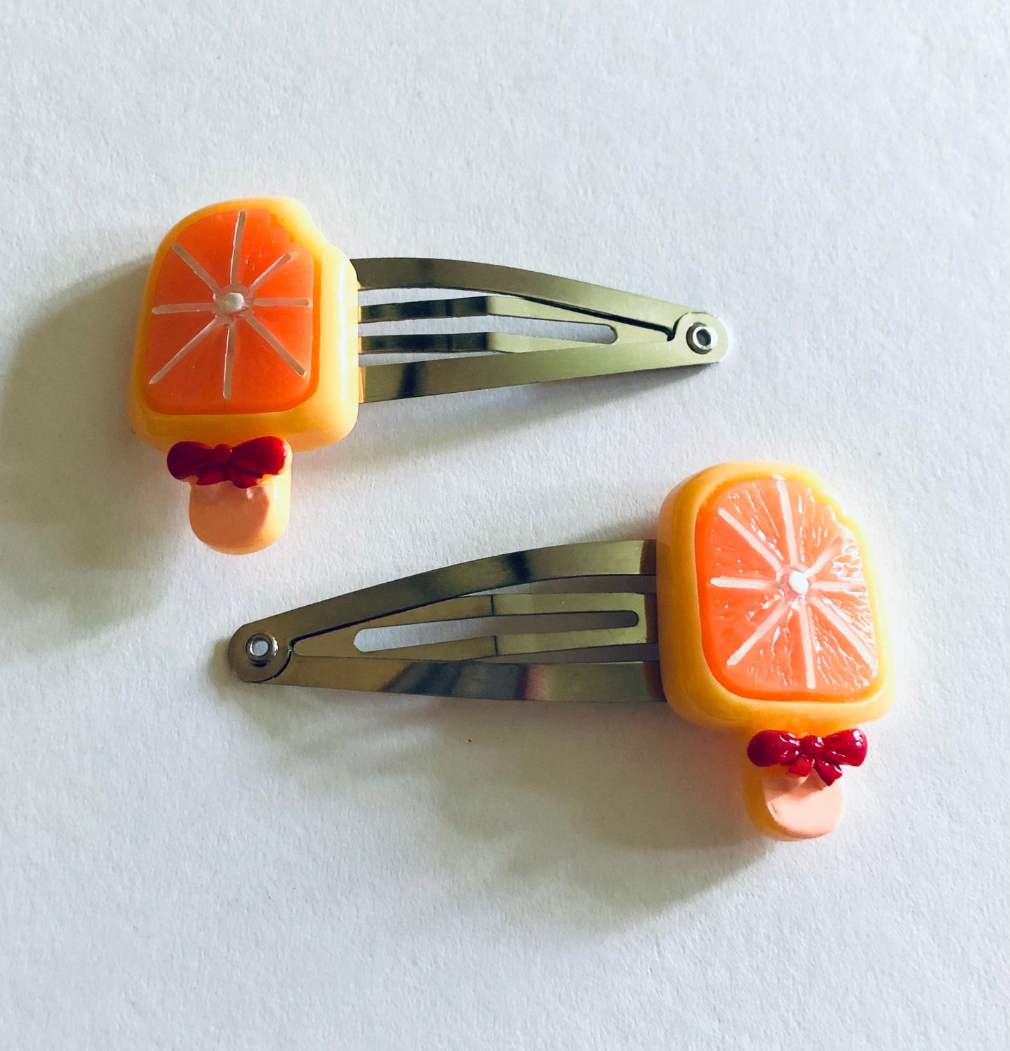 Orange Lollipop Hair Clips, Oranges Hair Clips, Fruit Hair Clips, Kawaii Hair Clips Lolita, Cute Hair Clips for Little Girls or Women