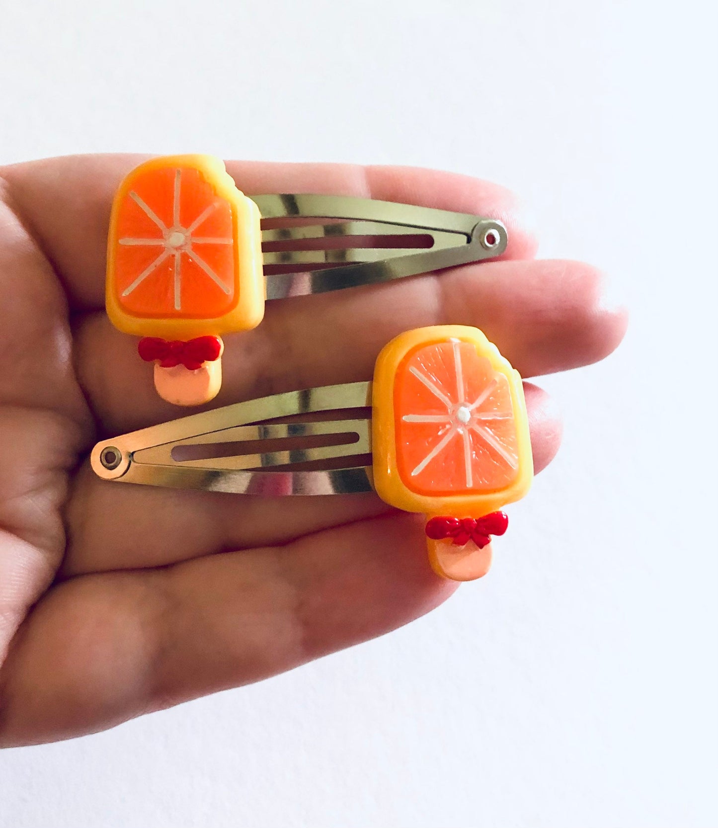 Orange Lollipop Hair Clips, Oranges Hair Clips, Fruit Hair Clips, Kawaii Hair Clips Lolita, Cute Hair Clips for Little Girls or Women