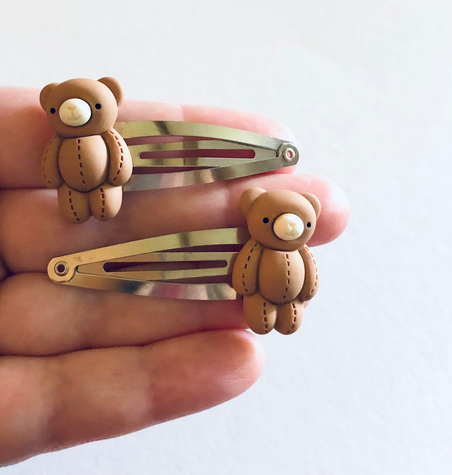 Teddy Bear Hair Clips Set of 2, Brown Bear Hair Clips, Teddy Bear Snap Clips, Kawaii Hair Clips, Lolita Hair Clips, Cute Hair Clips