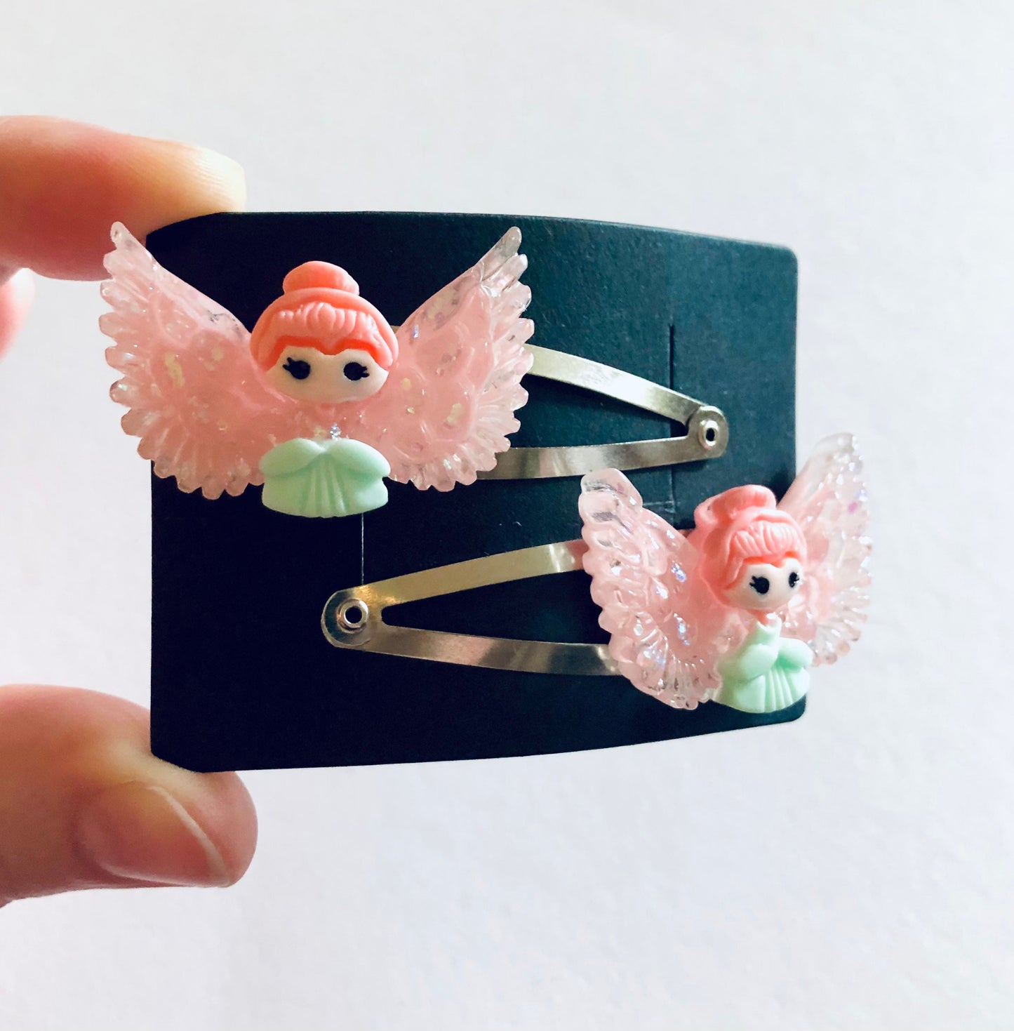 Pretty Pink Wings Fairy Hair Clips, Angel Hair Clips, Cherub Hair Clips, Princess Hair Clips, for Little Girls, Resin Hair Clips