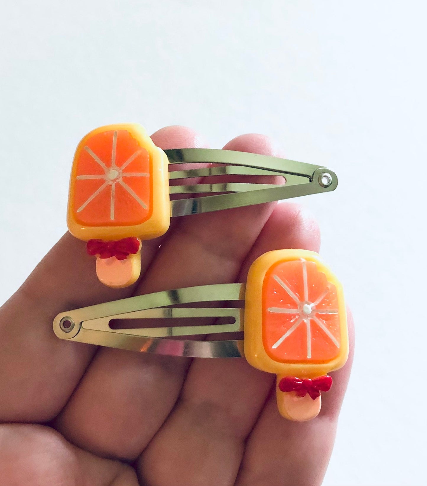 Orange Lollipop Hair Clips, Oranges Hair Clips, Fruit Hair Clips, Kawaii Hair Clips Lolita, Cute Hair Clips for Little Girls or Women