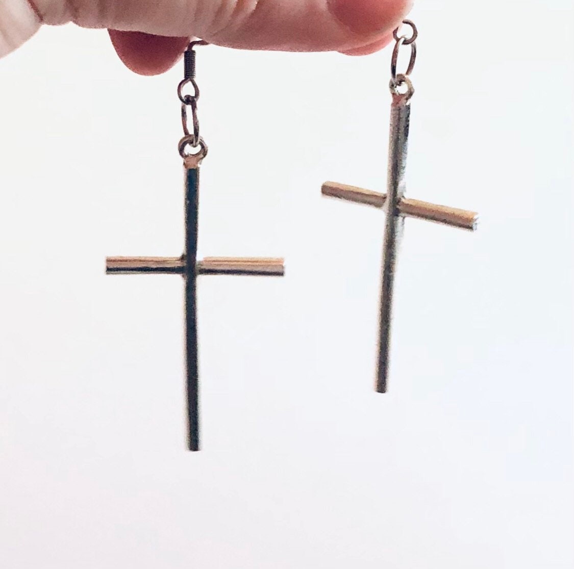 Cross Earrings, Silver Cross Earrings Christian Earrings, Catholic Earrings, Church Earrings, Jesus Earrings