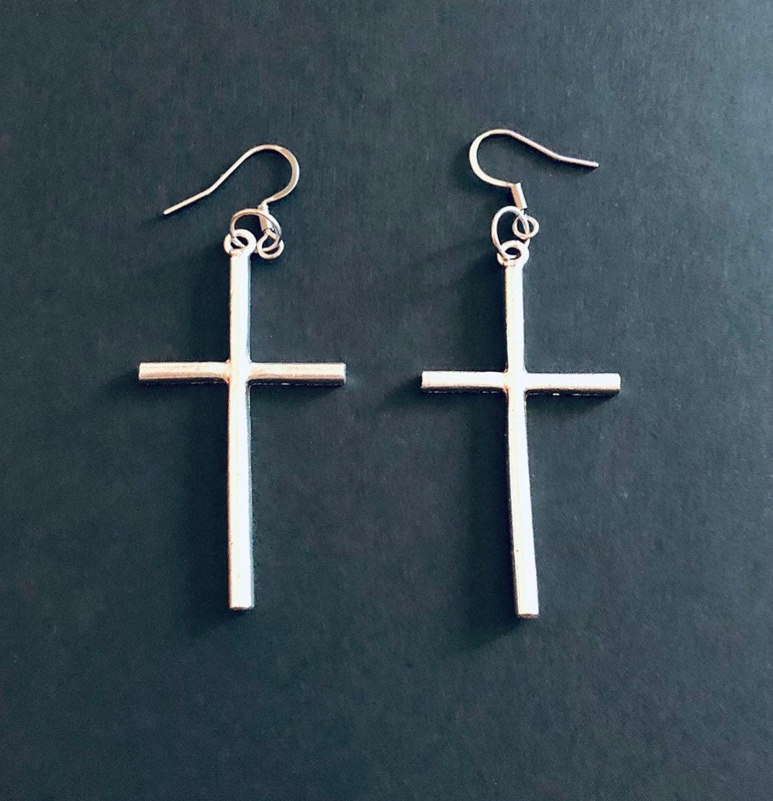 Cross Earrings, Silver Cross Earrings Christian Earrings, Catholic Earrings, Church Earrings, Jesus Earrings