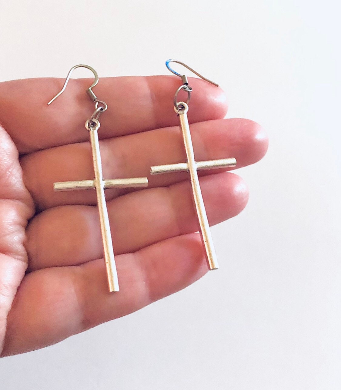 Cross Earrings, Silver Cross Earrings Christian Earrings, Catholic Earrings, Church Earrings, Jesus Earrings